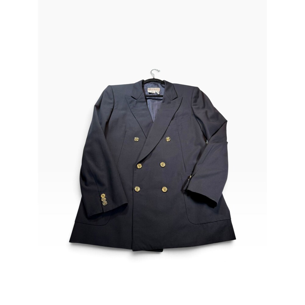Vintage Gucci Men's Double Breasted Wool Blazer 54 / 44 US Navy Gold Buttons